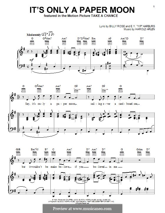 It's Only a Paper Moon: para voz, guitarra e piano (frank sinatra) by Harold Arlen