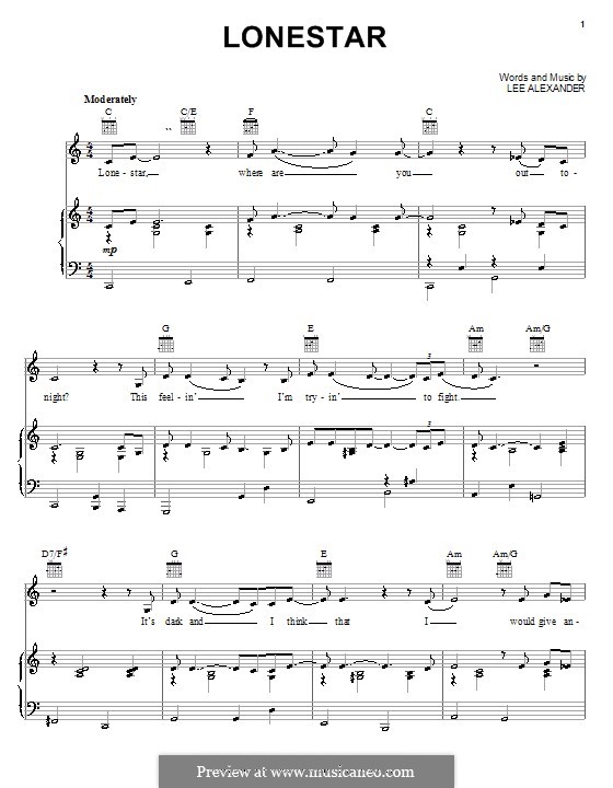 Lonestar (Norah Jones): Para vocais e piano (ou Guitarra) by Lee Alexander