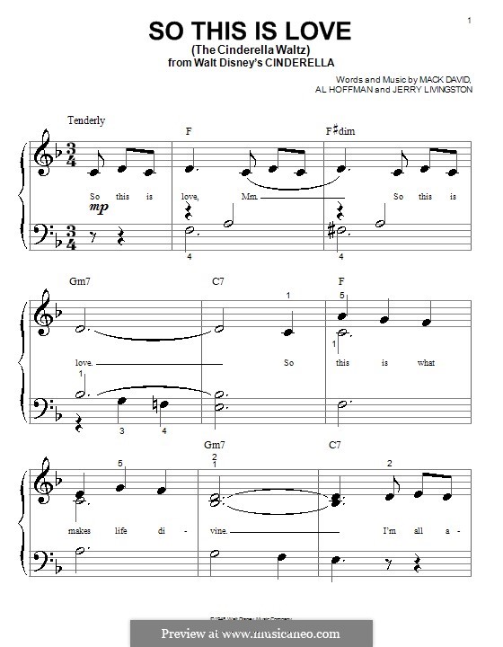 So This Is Love (The Cinderella Waltz): para piano (versão facil) by Al Hoffman, Jerry Livingston, Mack David
