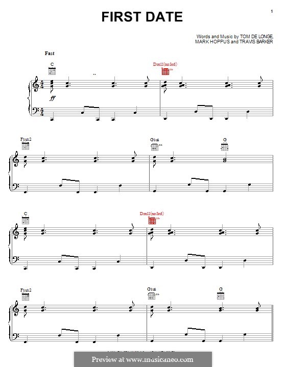 First Date (Blink-182): Para vocais e piano (ou Guitarra) by Mark Hoppus, Tom DeLonge, Travis Barker