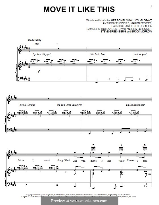 Move It Like This (The Baha Men): Para vocais e piano (ou Guitarra) by Anthony Flowers, Colyn Grant, Herschel Small