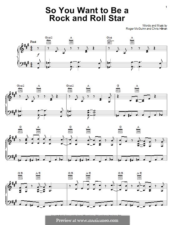 So You Want To Be a Rock and Roll Star (The Byrds): Para vocais e piano (ou Guitarra) by Chris Hillman, James Roger McGuinn