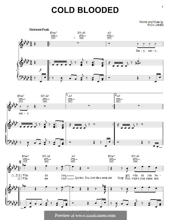Cold Blooded: Para vocais e piano (ou Guitarra) by Rick James