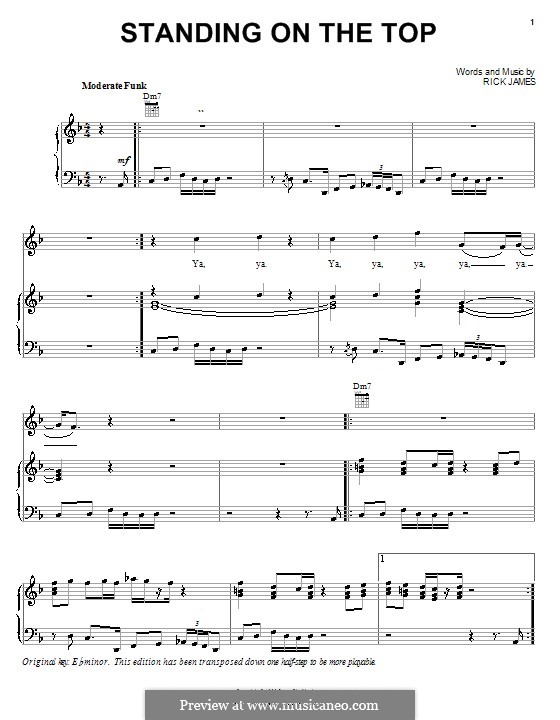 Standing on the Top: Para vocais e piano (ou Guitarra) by Rick James