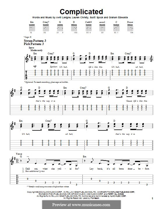 Complicated: Para guitarra (versão facil) by Avril Lavigne, Graham Edwards, Lauren Christy, Scott Spock