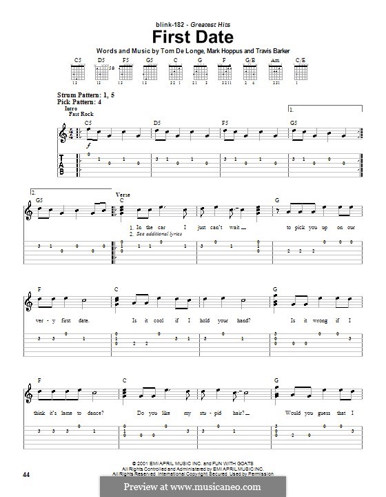 First Date (Blink-182): Para guitarra (versão facil) by Mark Hoppus, Tom DeLonge, Travis Barker