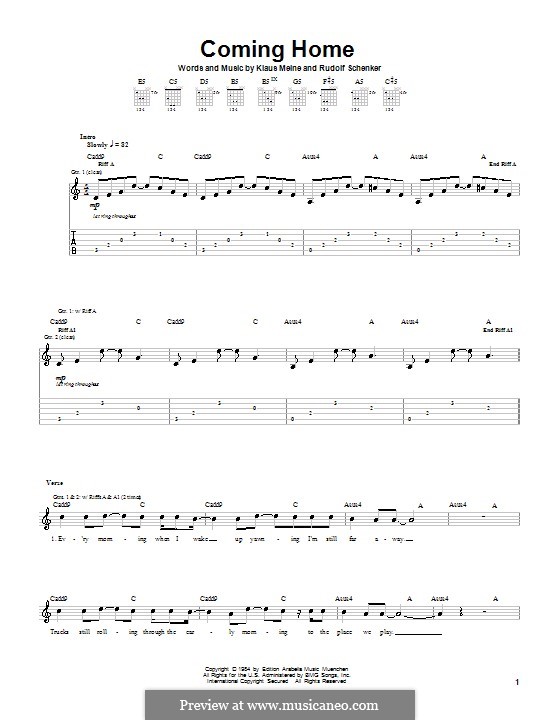 Coming Home (Scorpions): Para guitarra com guia by Klaus Meine, Rudolf Schenker