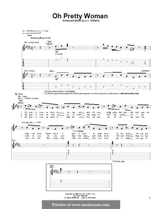 Oh, Pretty Woman: For guitar with tab (Albert King) by A. C. Williams