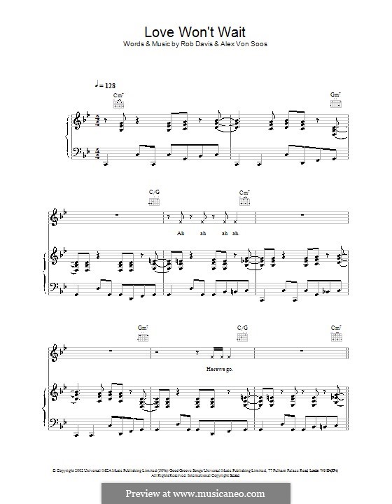 Love Won't Wait (Atomic Kitten): Para vocais e piano (ou Guitarra) by Alexander Von Soos, Robert Davis
