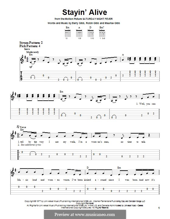 Stayin' Alive (The Bee Gees): Para guitarra (versão facil) by Barry Gibb, Maurice Gibb, Robin Gibb