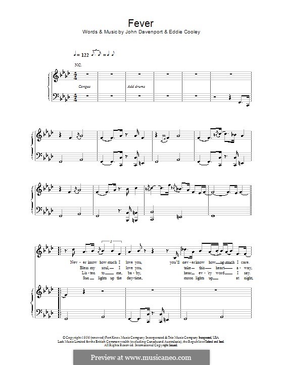 Fever: For voice and piano or guitar (Eva Cassidy) by Eddie Cooley, John Davenport