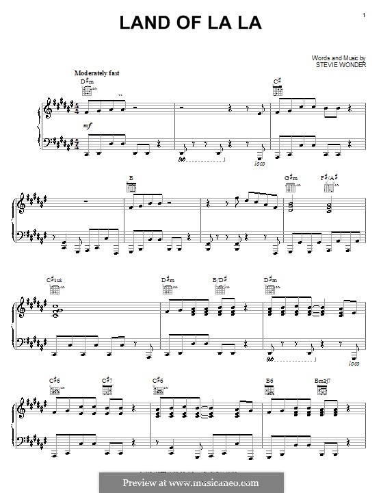 Land of La La: Para vocais e piano (ou Guitarra) by Stevie Wonder