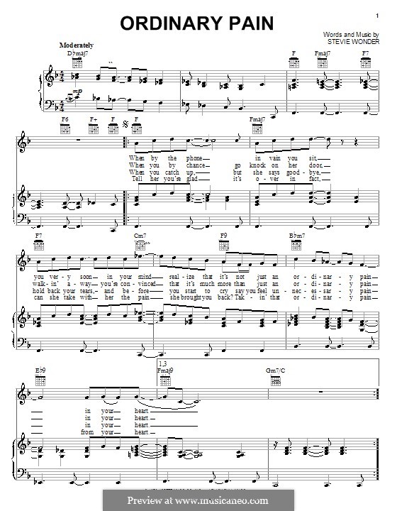Ordinary Pain: Para vocais e piano (ou Guitarra) by Stevie Wonder