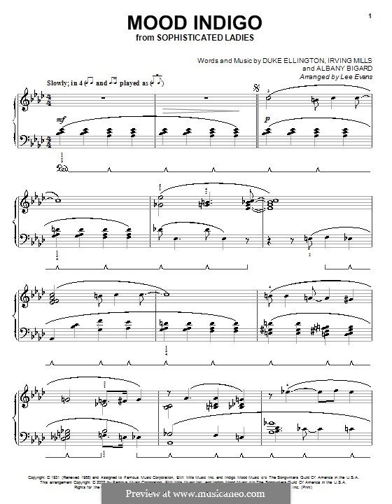 Mood Indigo: Para Piano by Irving Mills, Albany Bigard, Duke Ellington