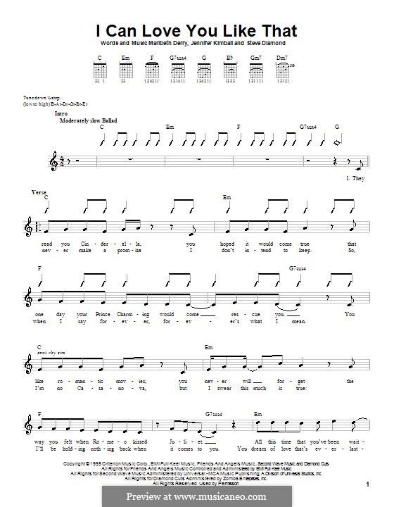 I Can Love You Like Thatr (All-4-One): Para guitarra (versão facil) by Jennifer Kimball, Maribeth Derry, Steven Diamond