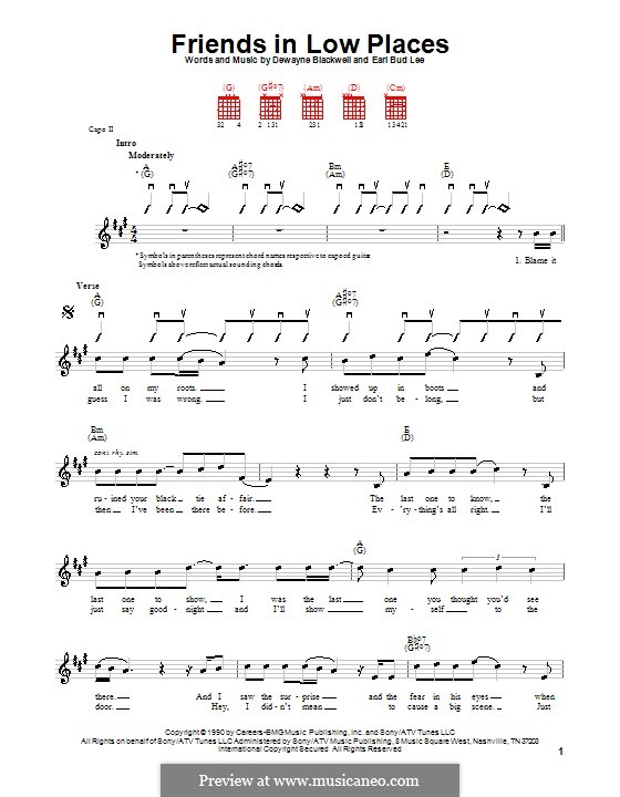 Friends in Low Places (Garth Brooks): Para guitarra (versão facil) by Dewayne Blackwell, Earl Bud Lee