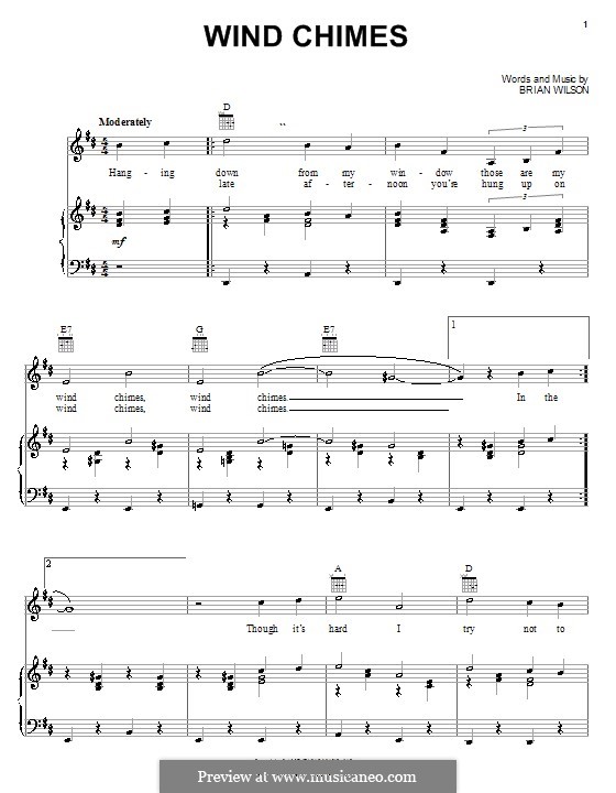 Wind Chimes (The Beach Boys): Para vocais e piano (ou Guitarra) by Brian Wilson, Van Dyke Parks
