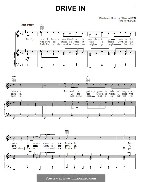 Drive in (The Beach Boys): Para vocais e piano (ou Guitarra) by Brian Wilson, Mike Love