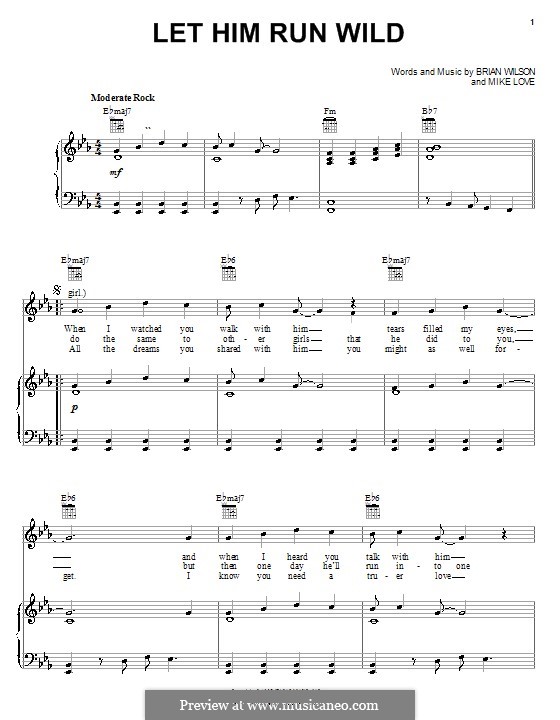 Let Him Run Wild (The Beach Boys): Para vocais e piano (ou Guitarra) by Brian Wilson, Mike Love
