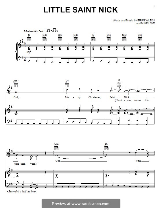 Little Saint Nick (The Beach Boys): Para vocais e piano (ou Guitarra) by Brian Wilson, Mike Love