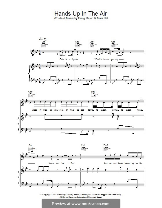 Hands Up in the Air: Para vocais e piano (ou Guitarra) by Mark Hill