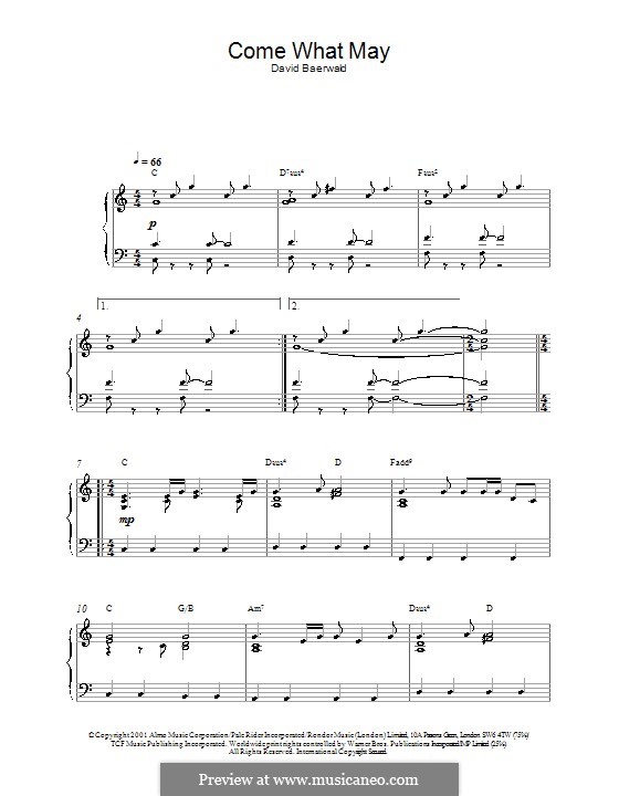 Come What May (from Moulin Rouge): Para Piano by David Baerwald