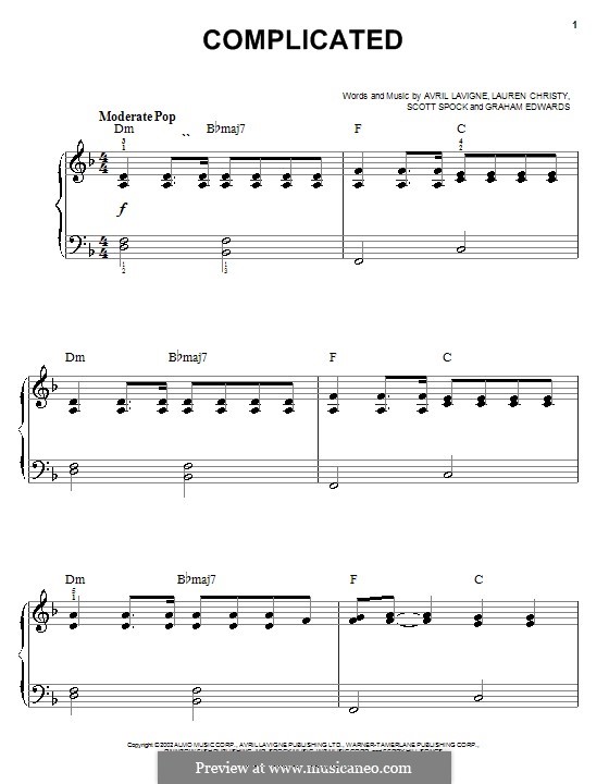 Complicated: Facil para o piano by Avril Lavigne, Graham Edwards, Lauren Christy, Scott Spock