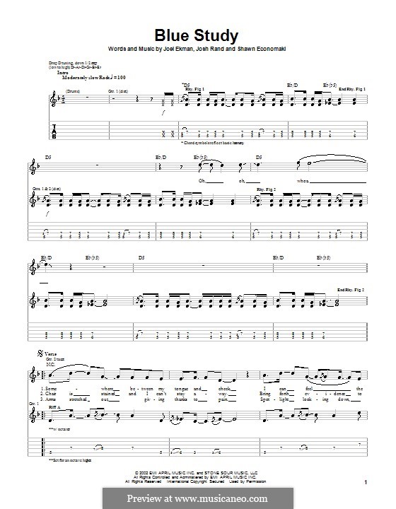 Blue Study (Stone Sour): Para guitarra com guia by Joel Ekman, Josh Rand, Shawn Economaki