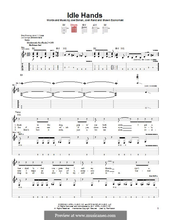 Idle Hands (Stone Sour): Para guitarra com guia by Joel Ekman, Josh Rand, Shawn Economaki
