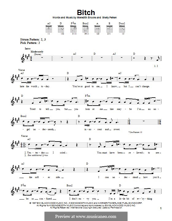 Bitch: For guitar (easy format) by Meredith Brooks, Shelly Peiken
