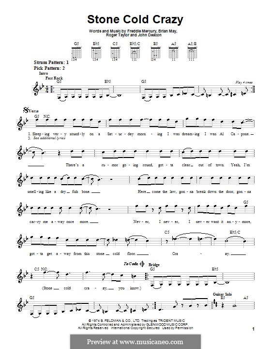Stone Cold Crazy (Queen): Para guitarra (versão facil) by Brian May, Freddie Mercury, John Deacon, Roger Taylor