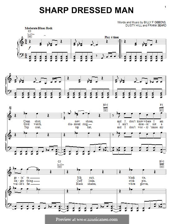 Sharp Dressed Man (ZZ Top): Para vocais e piano (ou Guitarra) by Billy F Gibbons, Dusty Hill, Frank Lee Beard