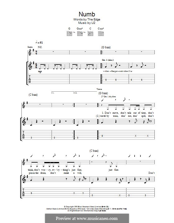 Numb: Para guitarra com guia by U2