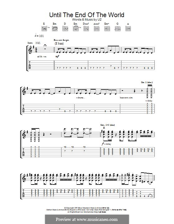 Until the End of the World: Para guitarra com guia by U2