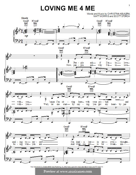 Loving Me 4 Me (Christina Aguilera): Para vocais e piano (ou Guitarra) by Matt Morris, Scott Storch