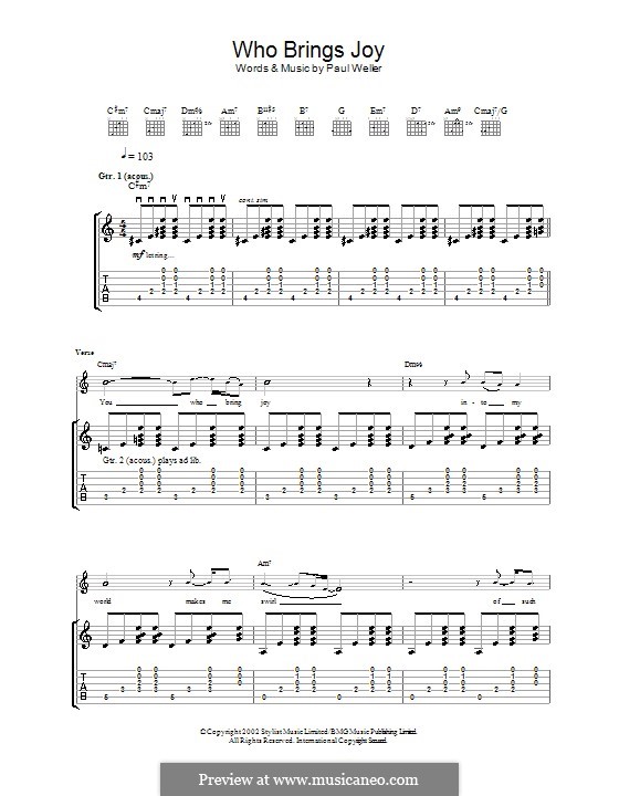 Who Brings Joy: Para guitarra com guia by Paul Weller