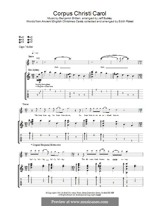 Corpus Christi Caro (The Choirboys): Para guitarra com guia by Benjamin Britten