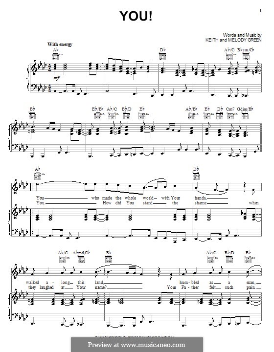 You!: Para vocais e piano (ou Guitarra) by Melody Green