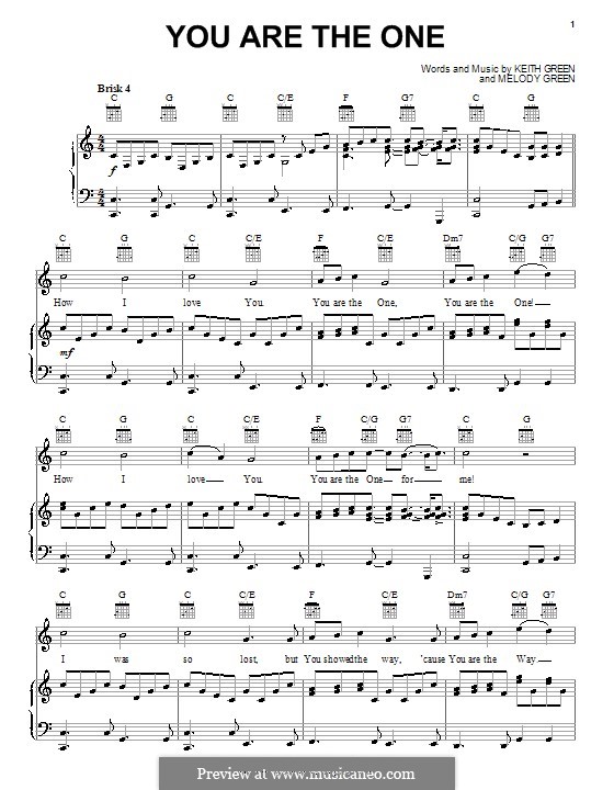 You Are the One: Para vocais e piano (ou Guitarra) by Melody Green