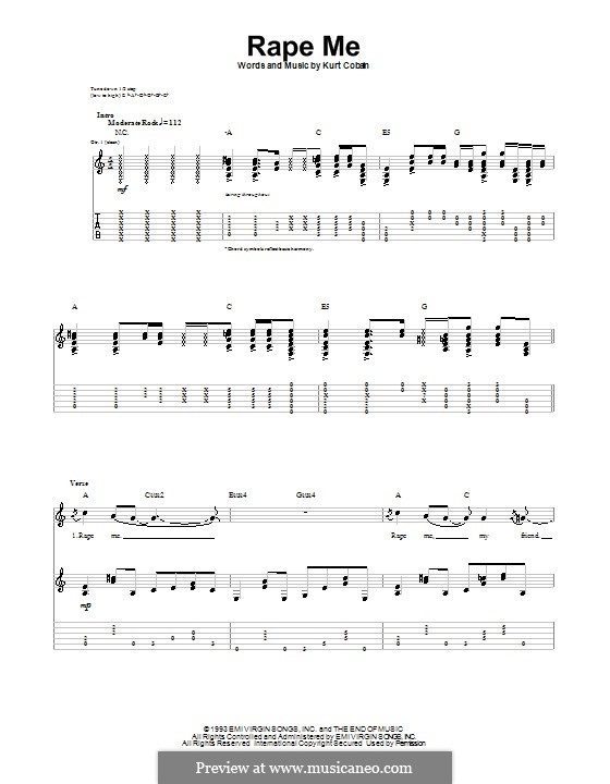 Rape Me (Nirvana): Para guitarra com guia by Kurt Cobain