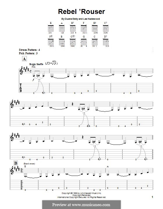 Rebel 'Rouser (Duane Eddy): Para guitarra (versão facil) by Lee Hazlewood