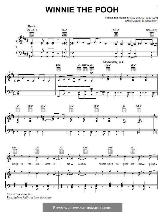 Winnie the Pooh: Para vocais e piano (ou Guitarra) by Richard M. Sherman, Robert B. Sherman