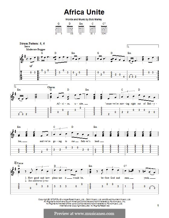 Africa Unite: Para guitarra (versão facil) by Bob Marley