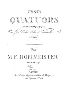 Three Сoncert Quartets for Flute, Violin, Viola and Cello, Op.29: Partes by Franz Anton Hoffmeister