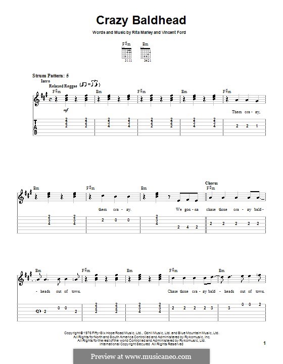 Crazy Baldhead (Bob Marley): Para guitarra (versão facil) by Rita Marley, Vincent Ford