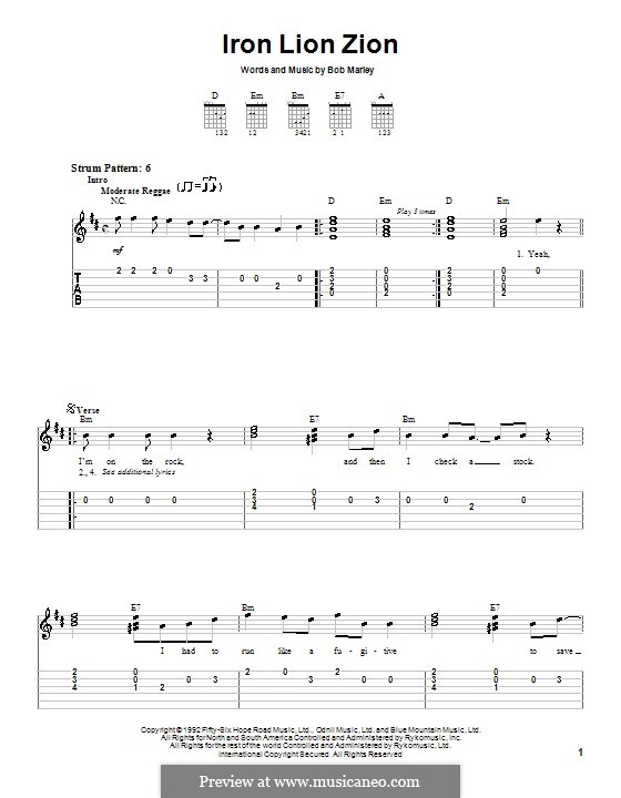 Iron Lion Zion: Para guitarra (versão facil) by Bob Marley