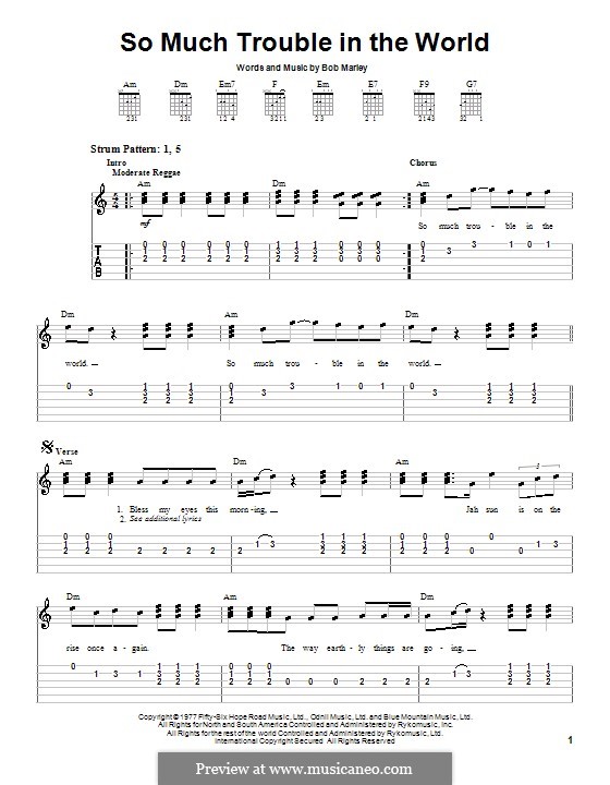 So Much Trouble in the World: Para guitarra (versão facil) by Bob Marley