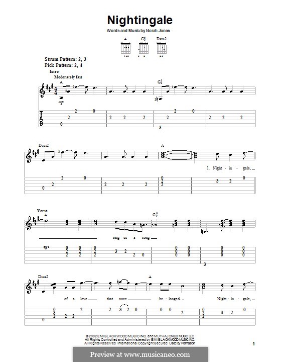 Nightingale: Para guitarra (versão facil) by Norah Jones