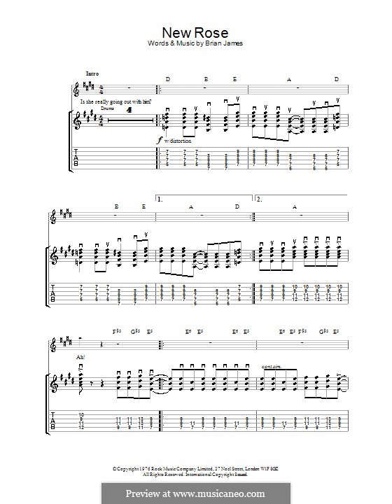 New Rose (The Damned): Para guitarra com guia by Brian James