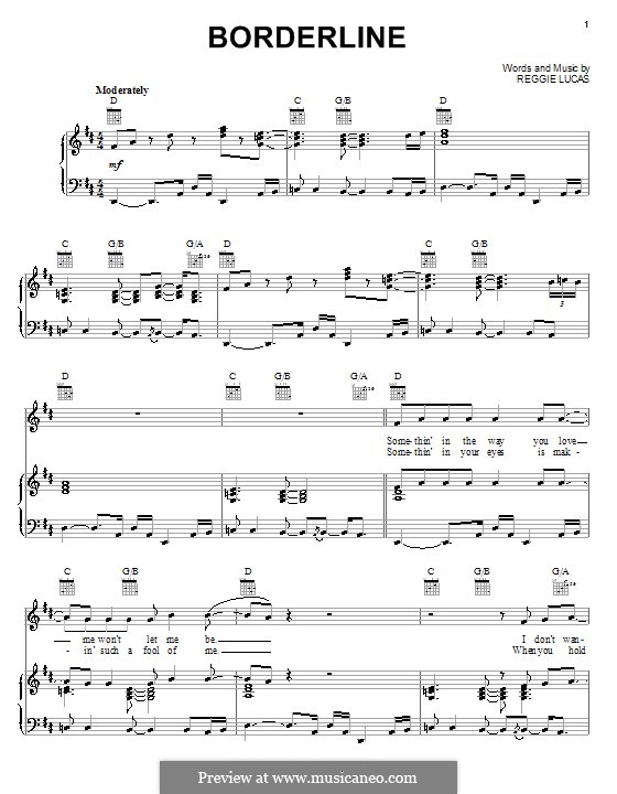 Borderline (Madonna): Para vocais e piano (ou Guitarra) by Reggie Lucas
